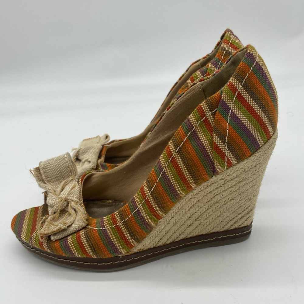 R2 Multi Color Strip/Bow Boho Espadrille Shoes